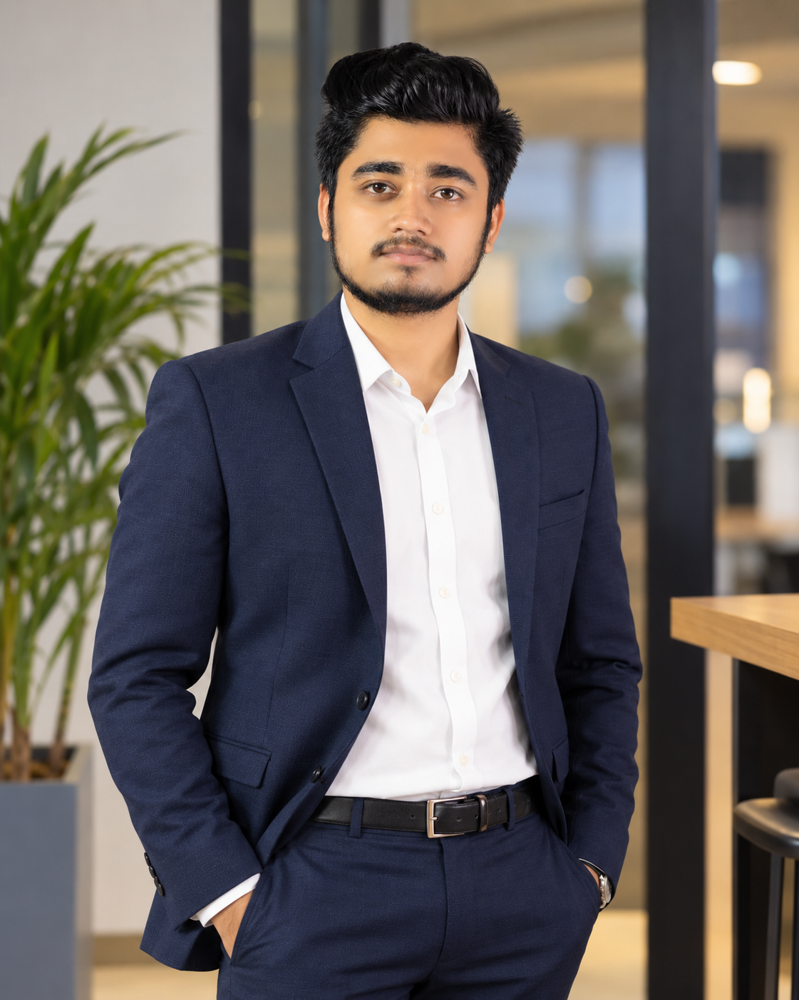 Aditya Mandal standing in his workspace