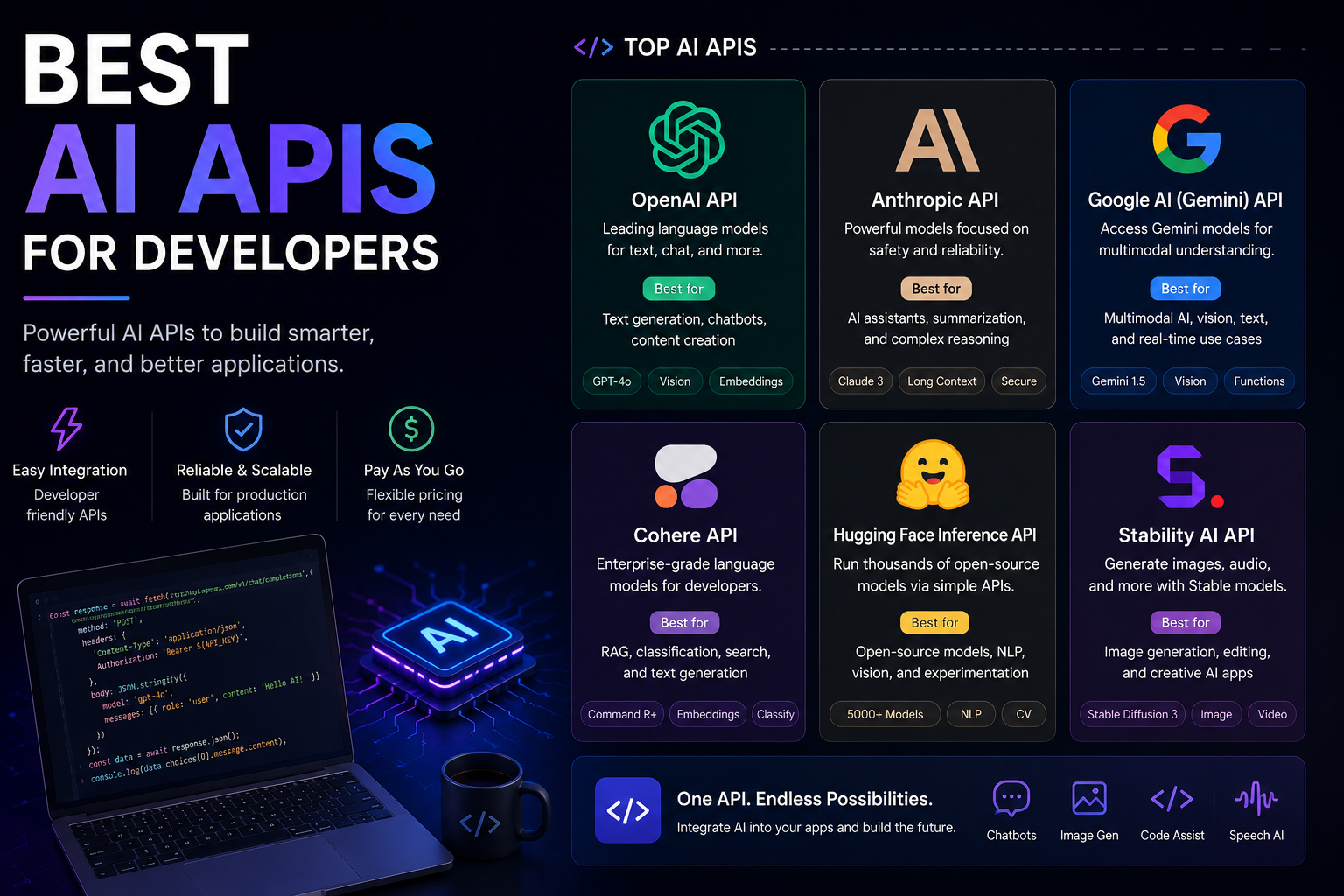 Comparison of AI APIs for developers