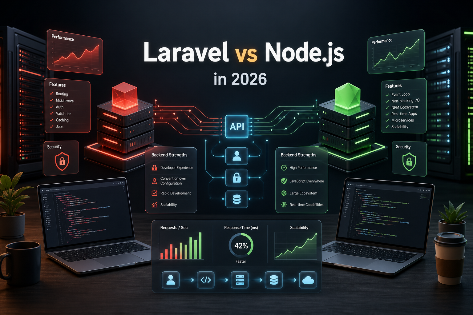 Backend architecture comparison between Laravel and Node.js