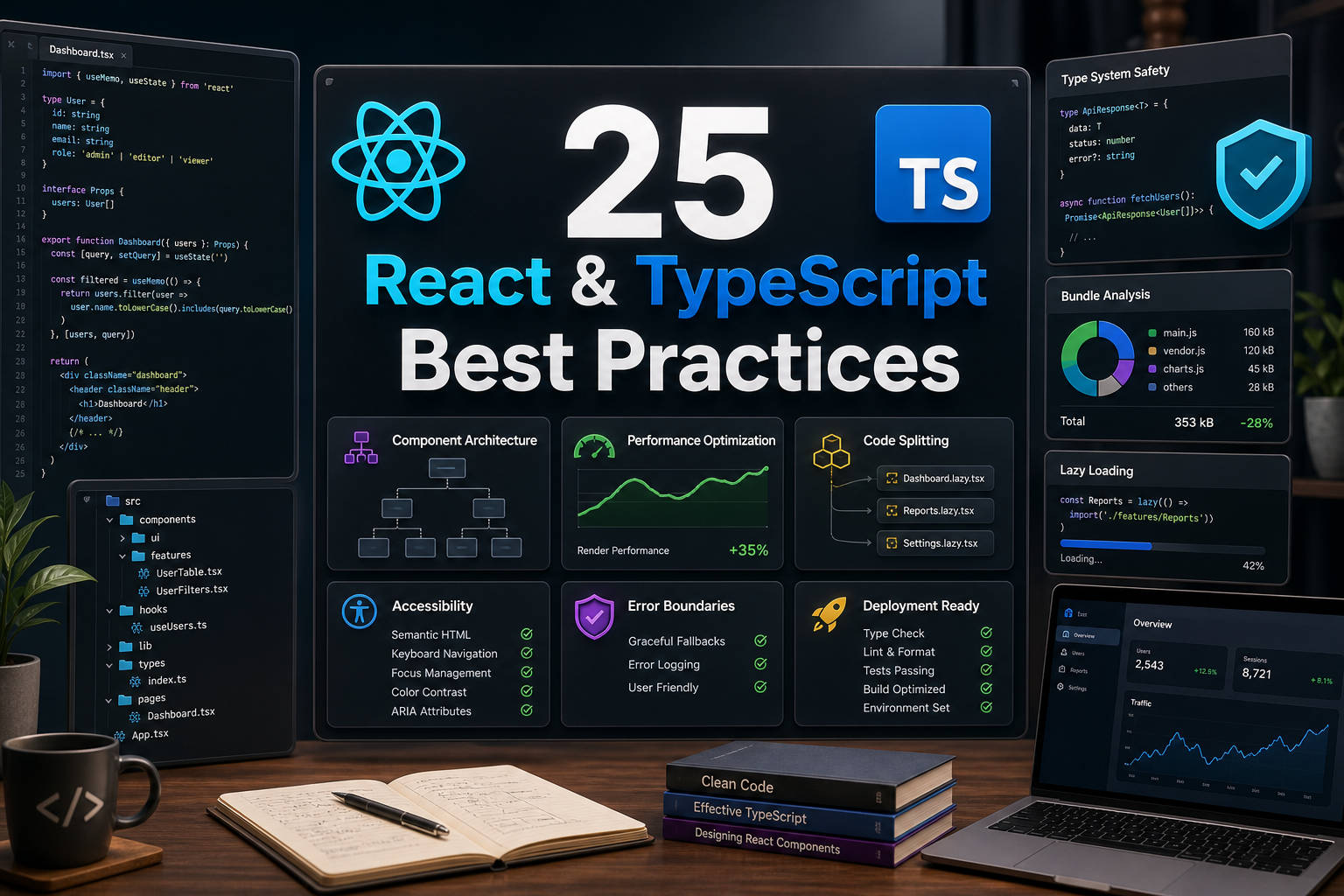 React and TypeScript best practices dashboard with clean code architecture